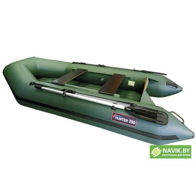 Надувная моторно-гребная лодка Хантер 290 ЛН зеленая